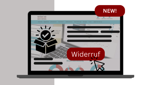 Laptop mit Widerrufsbutton