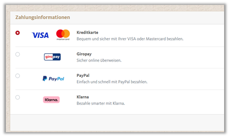 Neuerungen Webshop: Logos Zahlarten